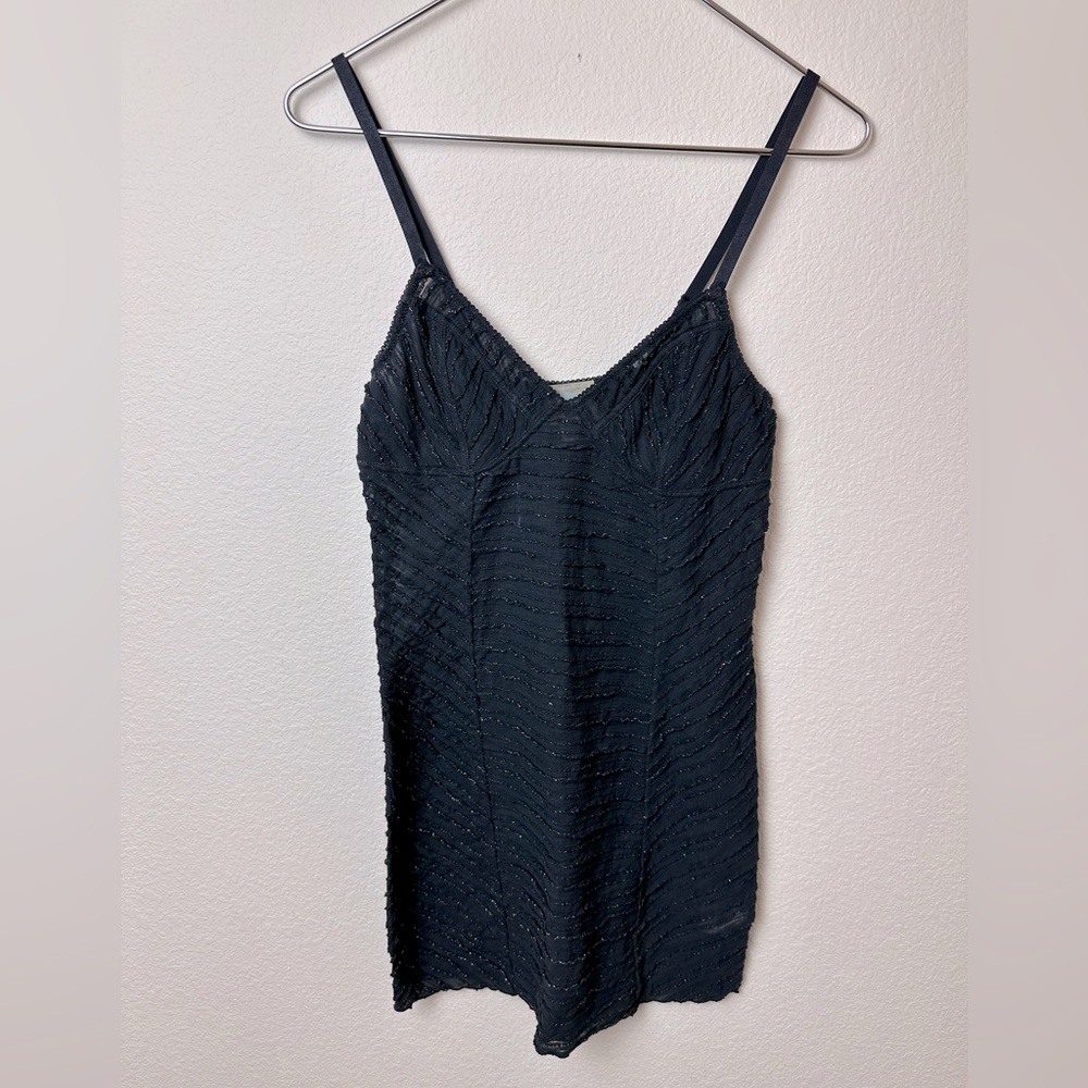 FREE PEOPLE INTIMATES Navy Sheer Slip Mini Teddy Dress Size Small GUC